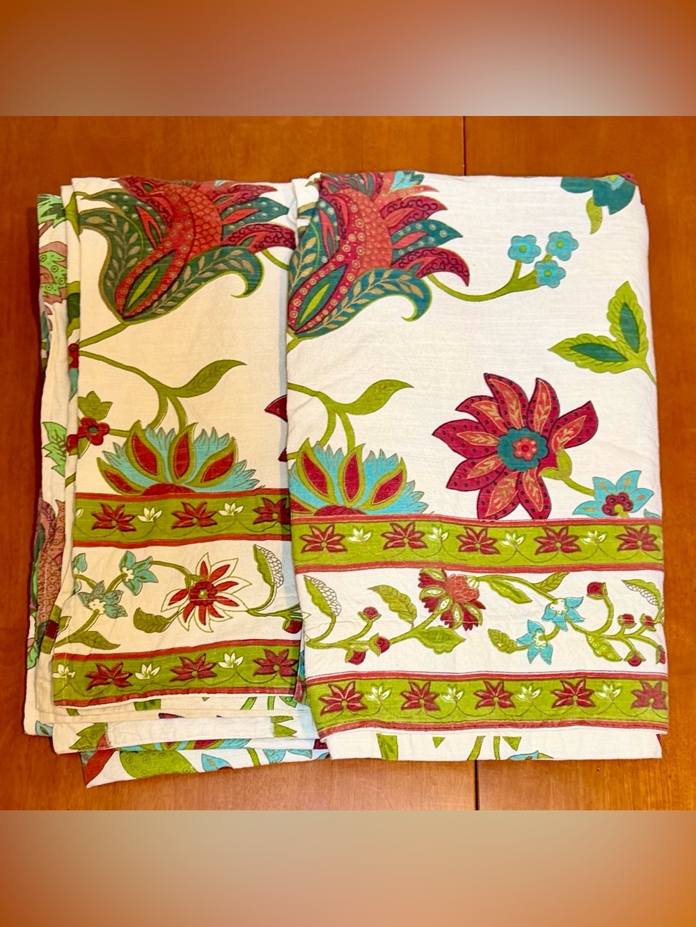World Market Azra Floral Curtains, Lined Cotton Pair, Jacobean Botanical Boho